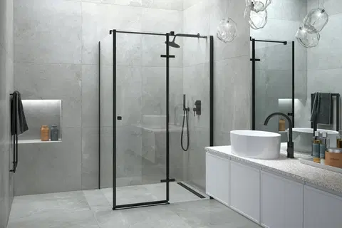Sprchovacie kúty HOPA - Obdĺžnikový sprchovací kút PIXA BLACK - Rozmer A - 120, Rozmer B - 80, Smer zatvárania - Ľavé (SX) BCPIXA1280OBDLB