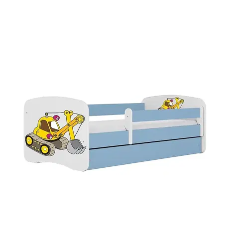 Jednolôžkové postele Detská Posteľ. Babydreams+Sz+M Modrá 70x140 Rýpadlo