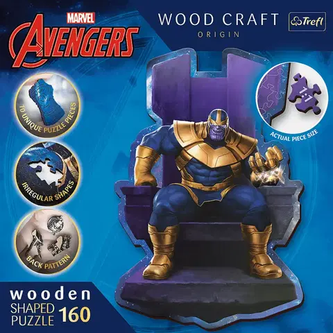 Hračky puzzle TREFL -  Drevené puzzle 160 dielikov - Thanos na tróne / Disney Marvel Heroes