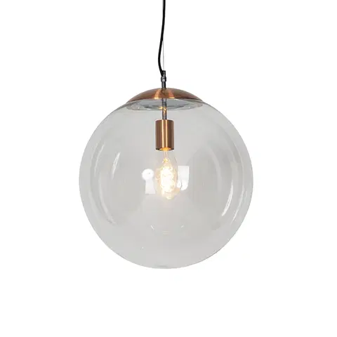 Zavesne lampy Škandinávska závesná lampa medená s čírym sklom - Ball 40