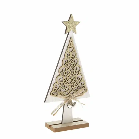 Vianočné dekorácie Drevený vianočný stromček Ornamente biela, 11 x 23 x 4 cm