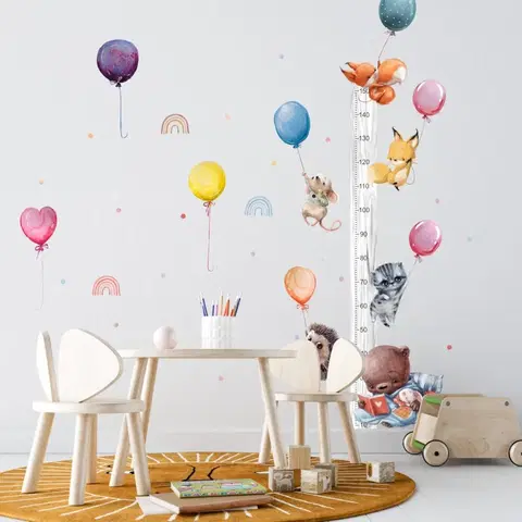 Nálepky na stenu Meter na stenu pre deti - Lietajúce zvieratká a balóny