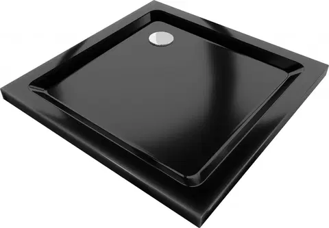 Vane MEXEN - Flat Sprchová vanička štvorcová slim 100 x 100, čierna 40701010