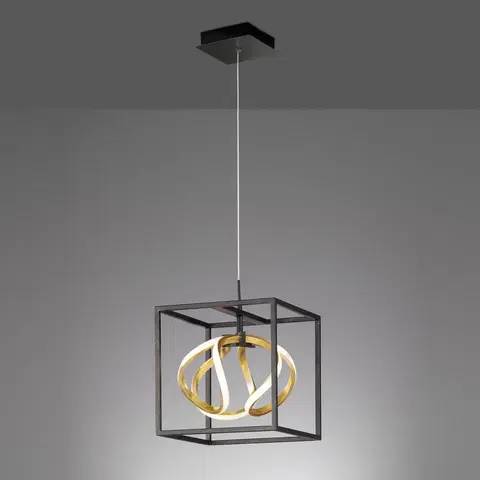 Závesné svietidlá FISCHER & HONSEL Závesné svietidlo Gesa LED s kovovou klietkou, jedno svetlo