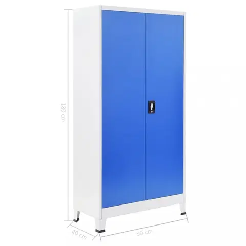 Kancelárske skrine Kancelárska skriňa sivá / modrá Dekorhome 90x40x180cm