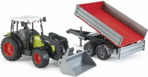 Hračky - dopravné stroje a traktory BRUDER - 02112 Traktor CLAAS Nectis 267 F s vlečkou a čelným nakladačom
