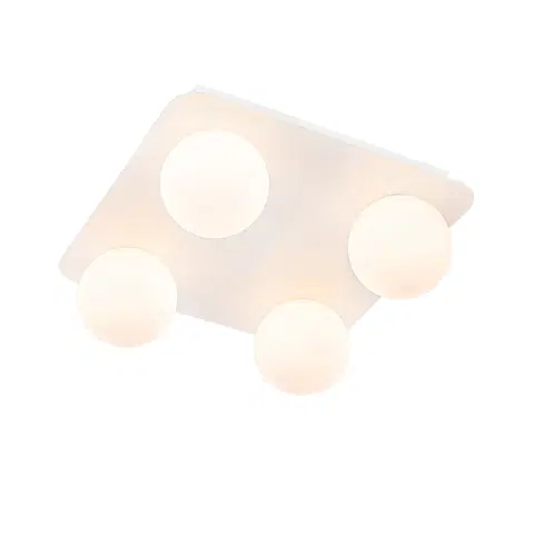 Vonkajsie stropne svietidla Moderné kúpeľňové stropné svietidlo biele hranaté 4-svetlo - Cederic