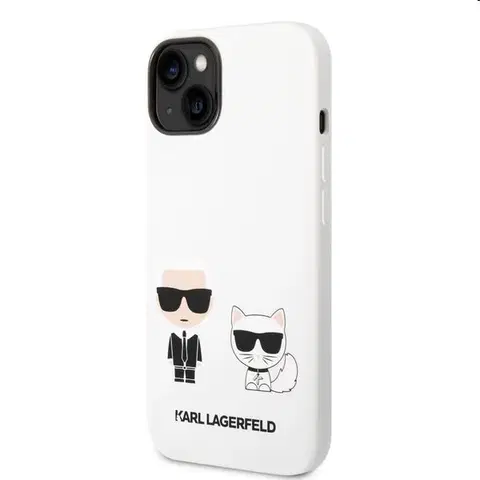 Puzdrá na mobilné telefóny Zadný Karl Lagerfeld and Choupette Liquid Silicone pre Apple iPhone 14, biela 57983111442