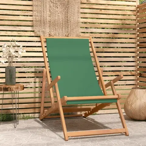 Záhradné lehátka Skladacie plážové kreslo Dekorhome Zelená